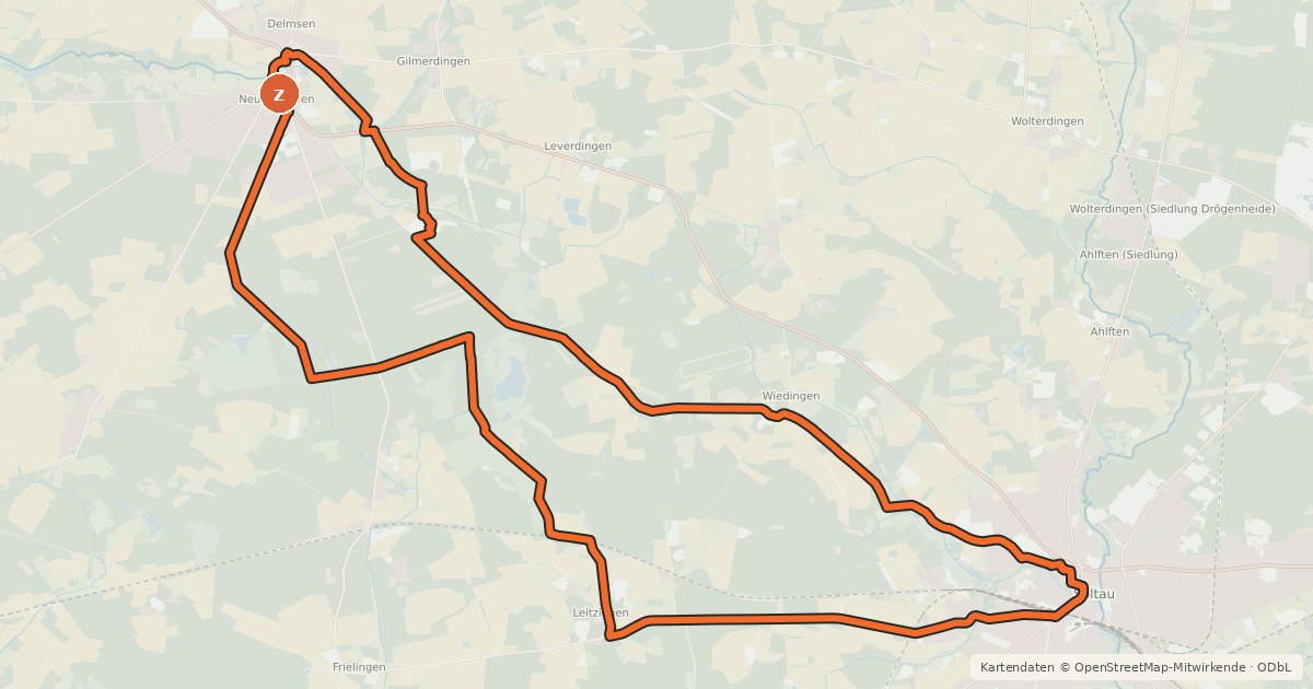 Kartenübersicht der Radroute Heide Region Radweg 6