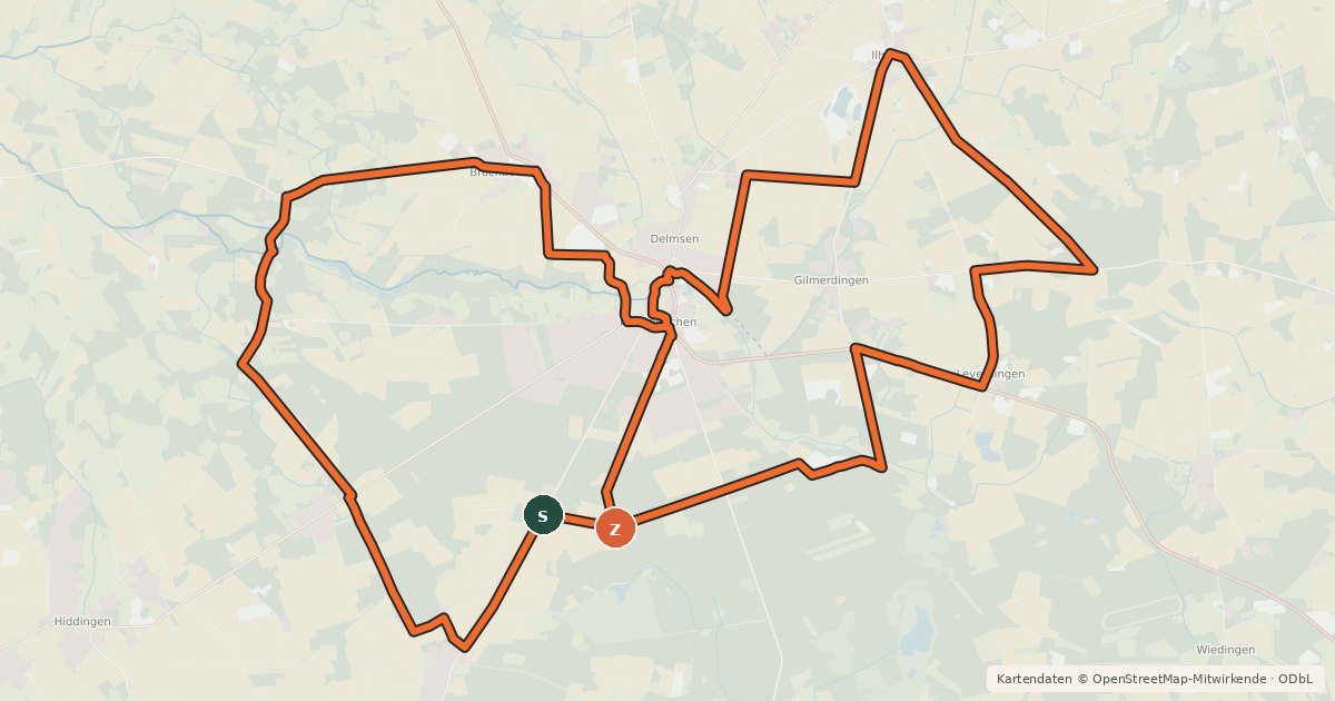 Kartenübersicht der Radroute Heide Region Radweg 7