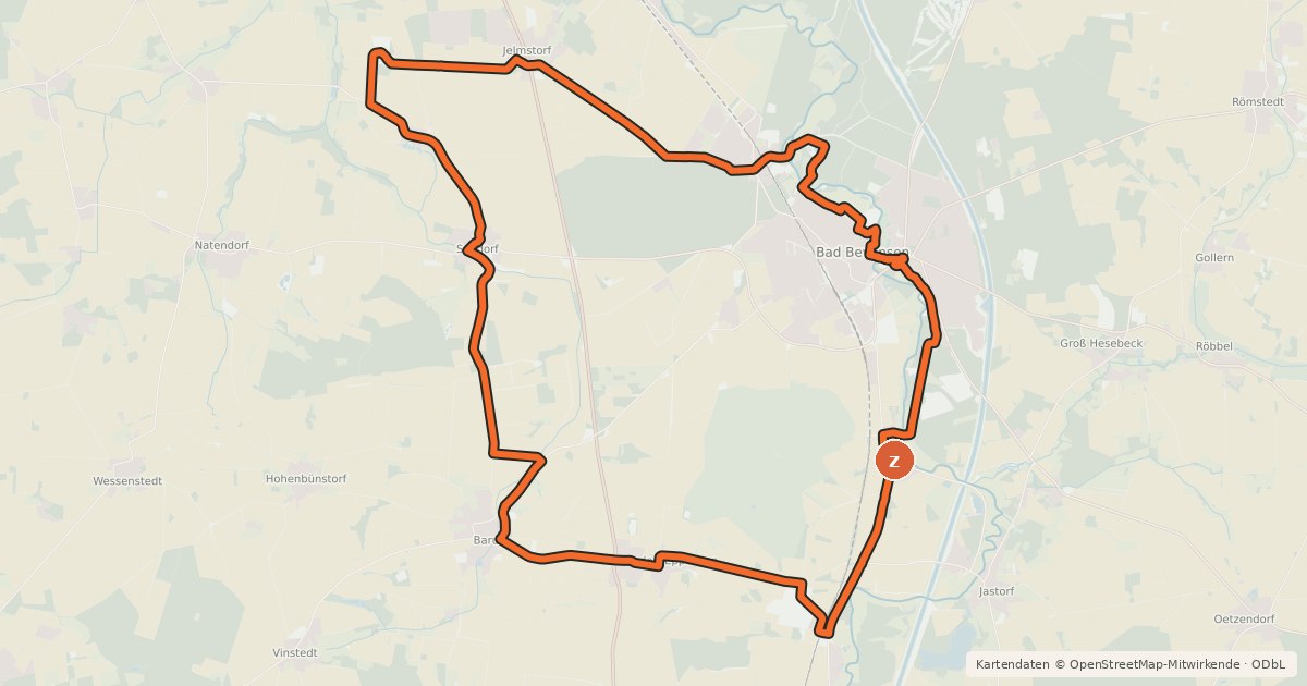 Kartenübersicht der Radroute Heide und mehr