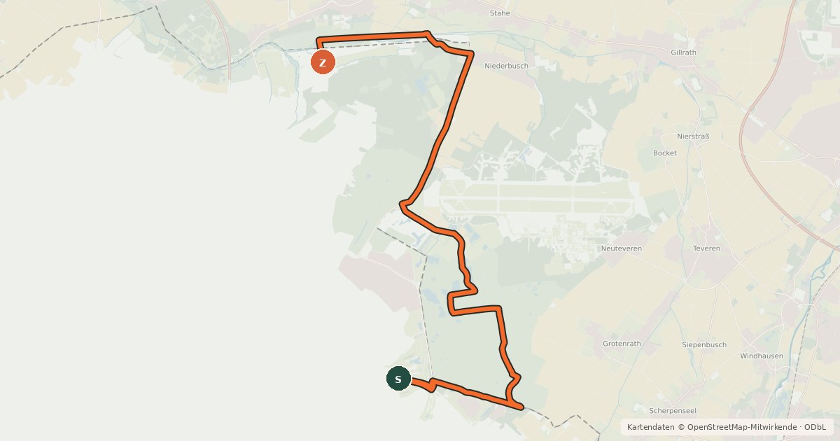 Kartenübersicht der Radroute Heidenaturpark-Route