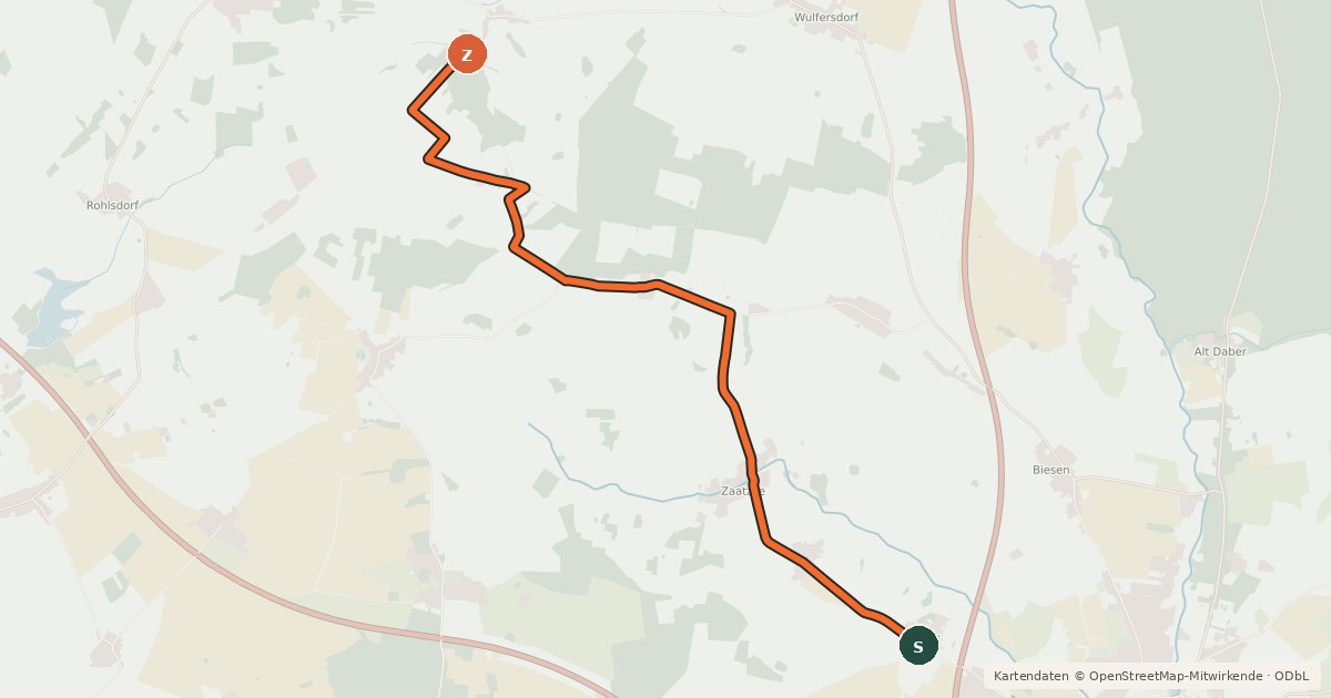 Kartenübersicht der Radroute Heiligengrabe (24) - Wittstock (94)