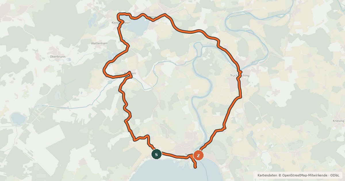 Kartenübersicht der Radroute Heinrich Kirchner Skulpturenweg