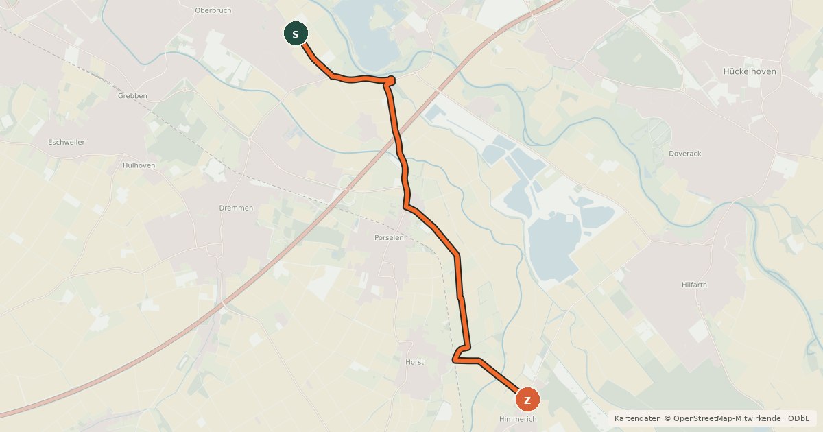 Kartenübersicht der Radroute Heinsberg (16) - Heinsberg (17)