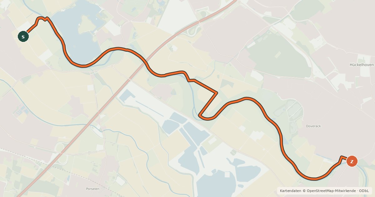 Kartenübersicht der Radroute Heinsberg (16) - Hückelhoven (99)