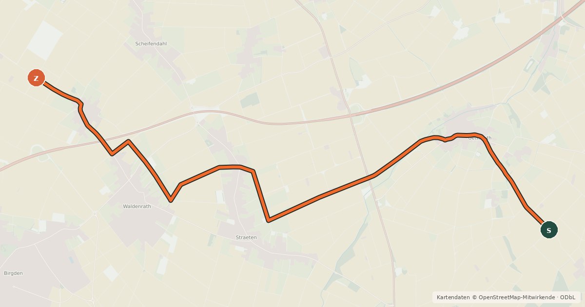Kartenübersicht der Radroute Heinsberg (18) - Heinsberg (19)