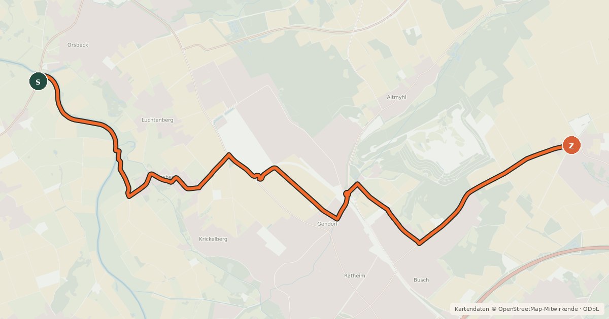 Kartenübersicht der Radroute Heinsberg (22) - Hückelhoven (93)