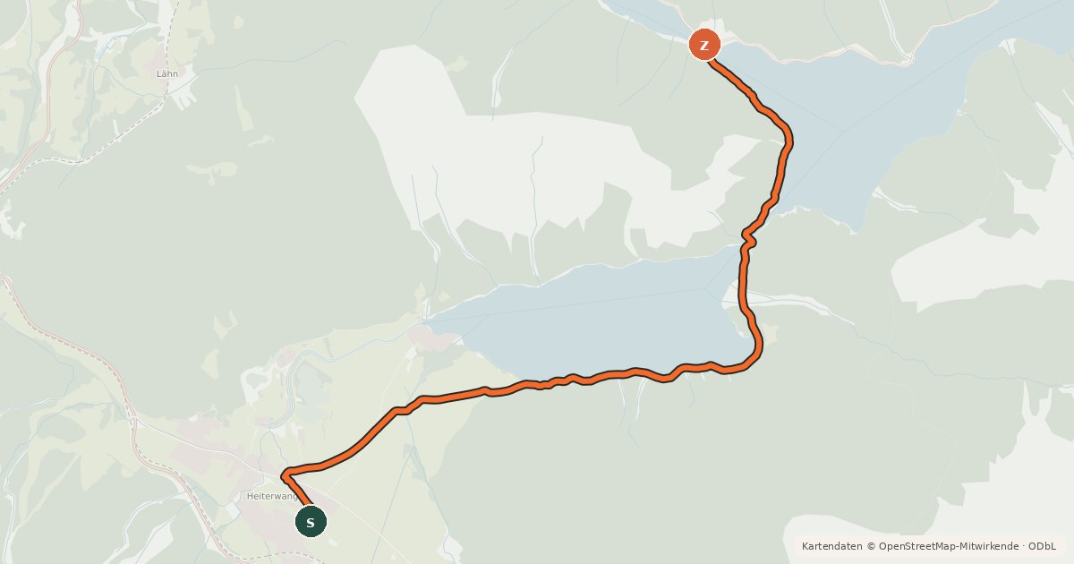 Kartenübersicht der Radroute Heiterwang - Plansee