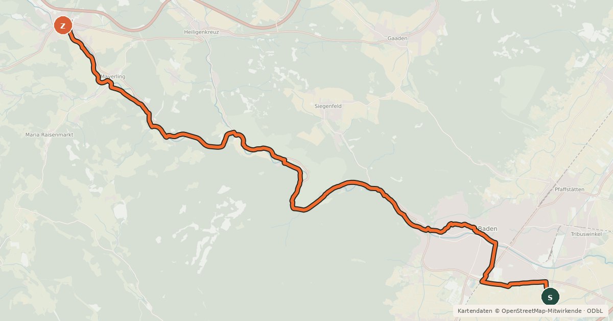 Kartenübersicht der Radroute Helenentalradweg