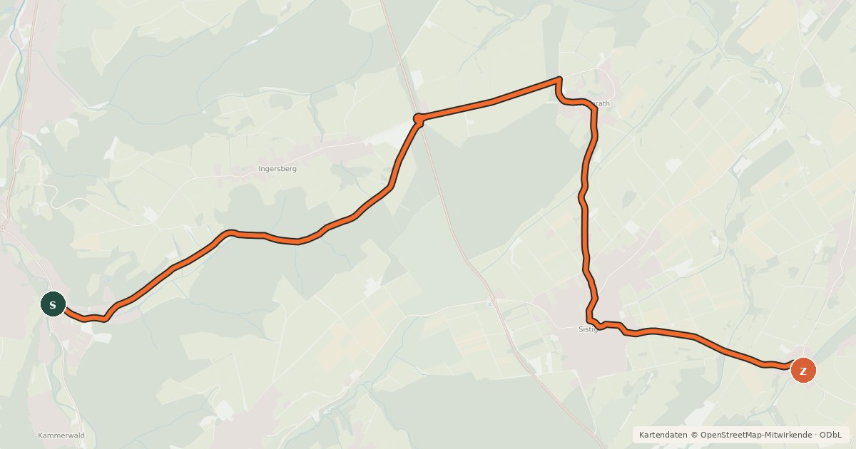 Kartenübersicht der Radroute Hellenthal (44) - Diefenbach (82)