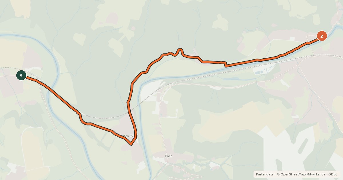 Kartenübersicht der Radroute Hennef (24) - Eitorf (25)