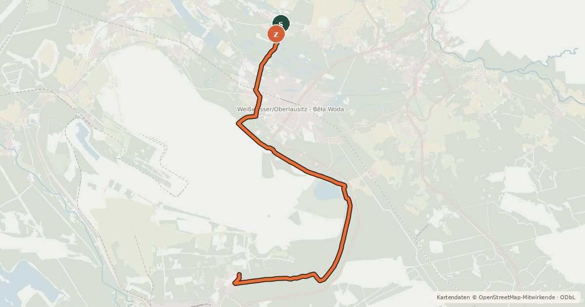 Kartenübersicht der Radroute Hermannsdorfer Radweg