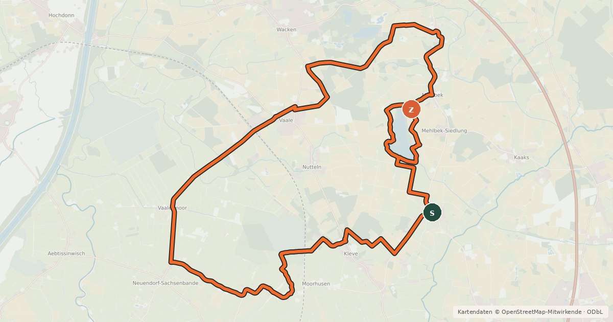Kartenübersicht der Radroute Herrenmoor-Tour
