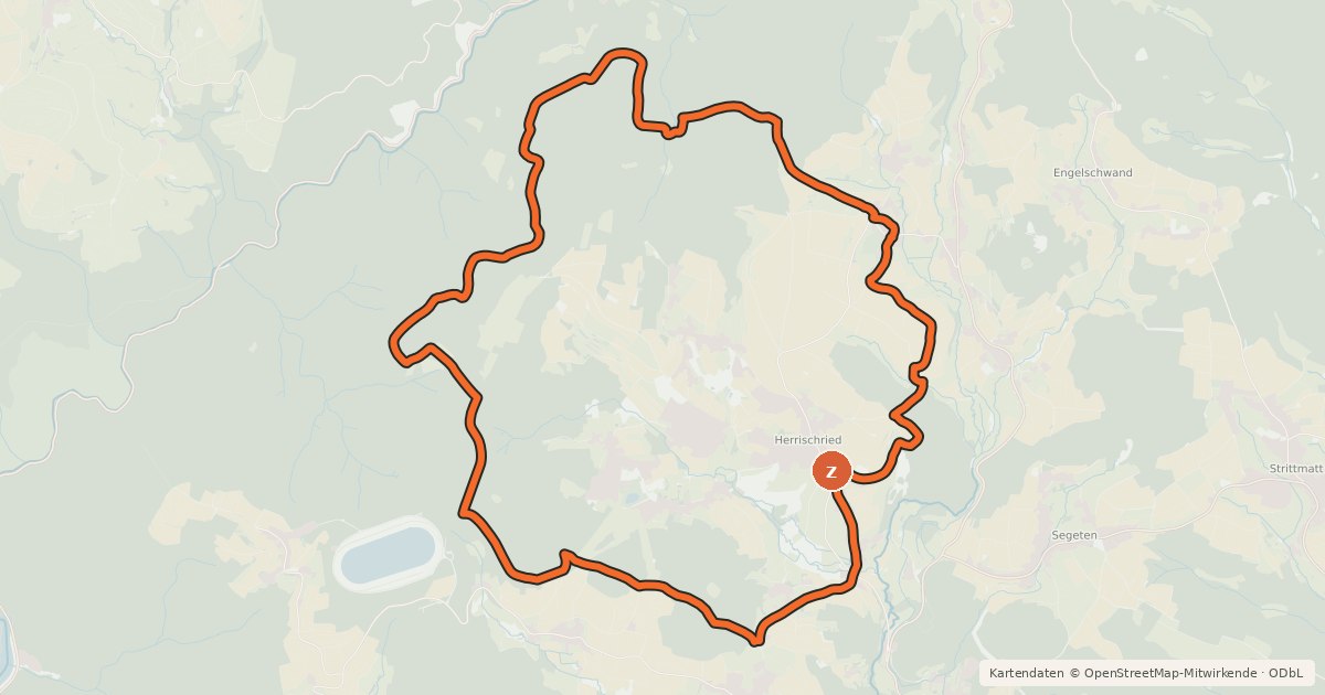 Kartenübersicht der Radroute Herrischried_ Aussichtsreiche Mountainbike-Rundtour