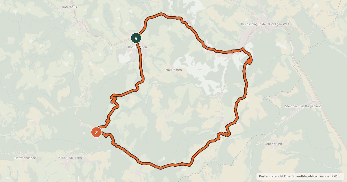 Kartenübersicht der Radroute Herz Kreislauf-Strecke