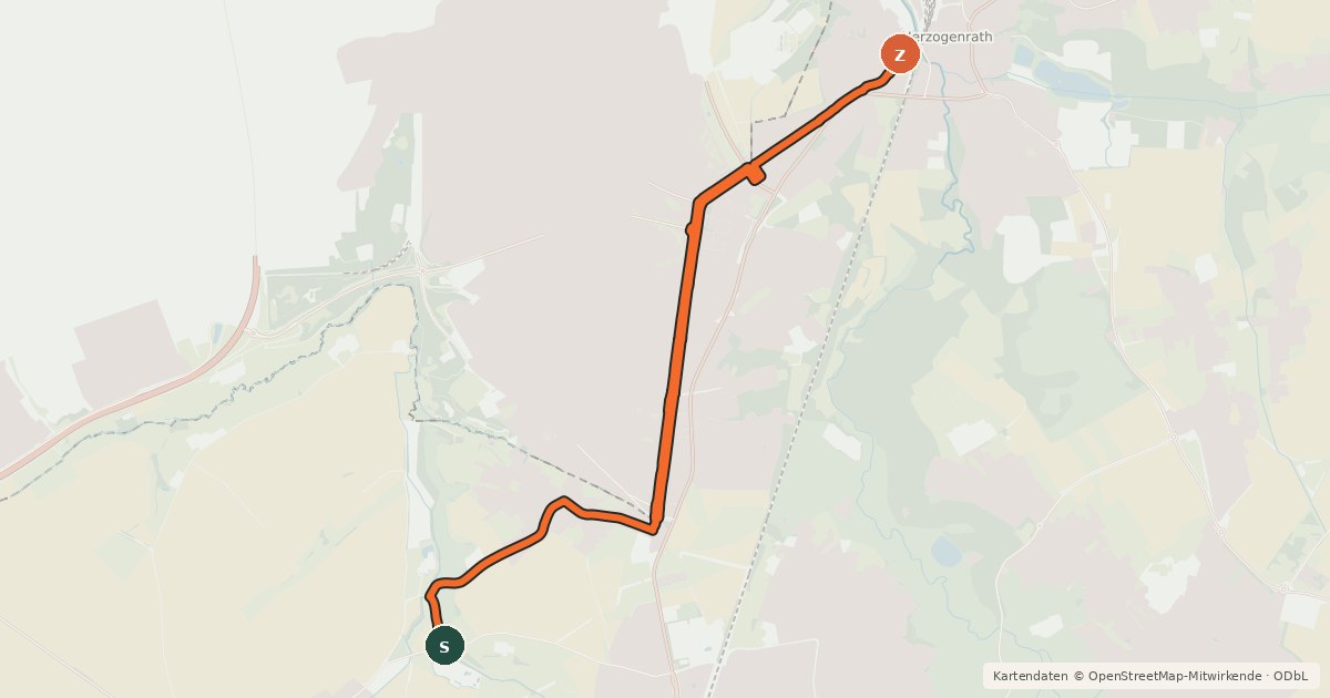 Kartenübersicht der Radroute Herzogenrath (05) - Herzogenrath (20)