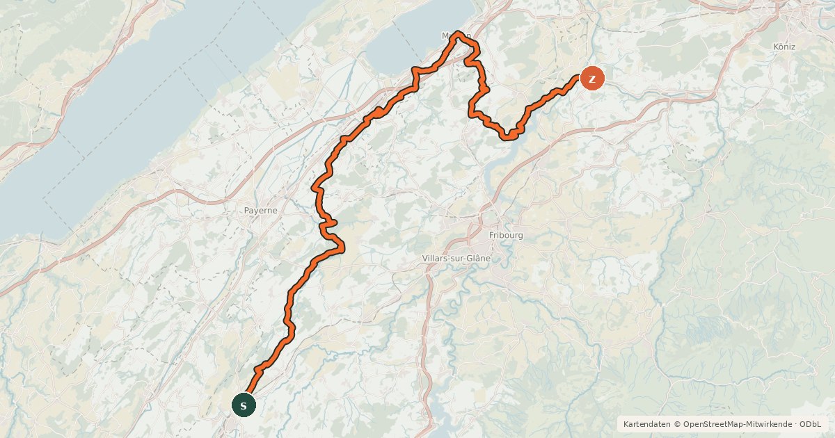 Kartenübersicht der Radroute Herzroute