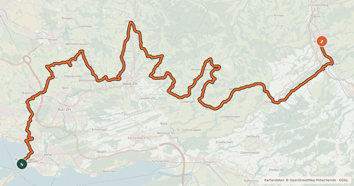Kartenübersicht der Radroute Herzroute