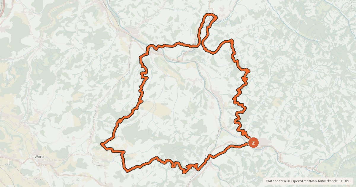 Kartenübersicht der Radroute Herzschlaufe Gotthelf