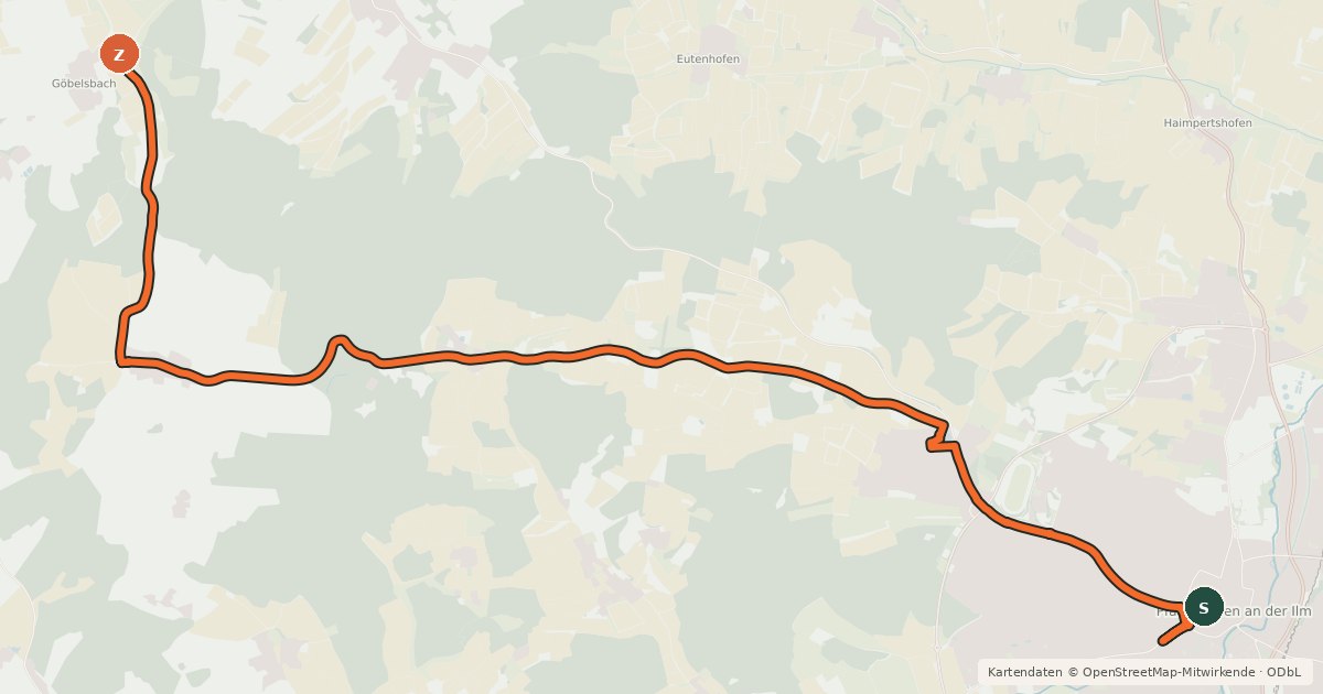Kartenübersicht der Radroute Herzstück-Tour