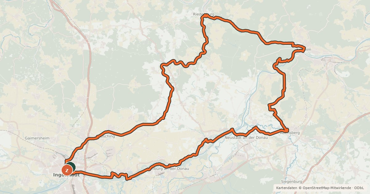 Kartenübersicht der Radroute Herzstück-Tour
