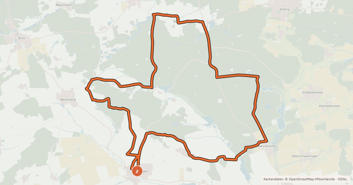 Kartenübersicht der Radroute Hesselberg Radtour 1