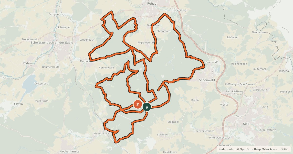 Kartenübersicht der Radroute Hexe