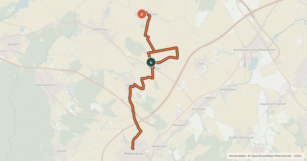 Kartenübersicht der Radroute Hexenhügel-Radwanderweg