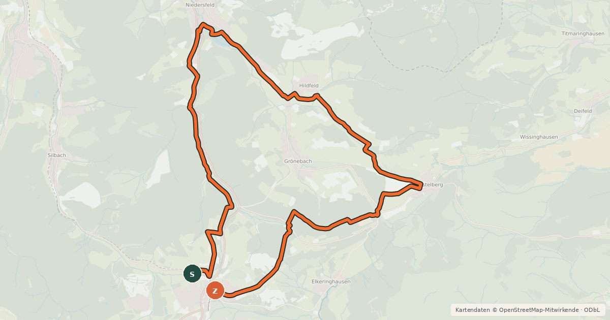 Kartenübersicht der Radroute Hillebachsee Tour