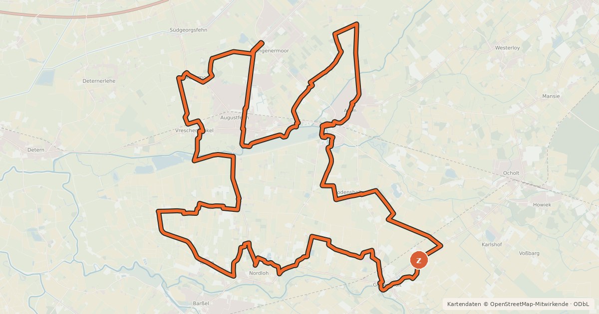 Kartenübersicht der Radroute Historische Fahrradroute