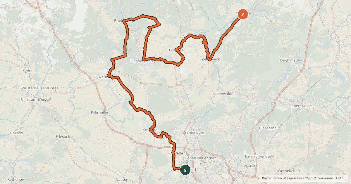 Kartenübersicht der Radroute Historische Stadtkerne Route 1 [Teil 1]