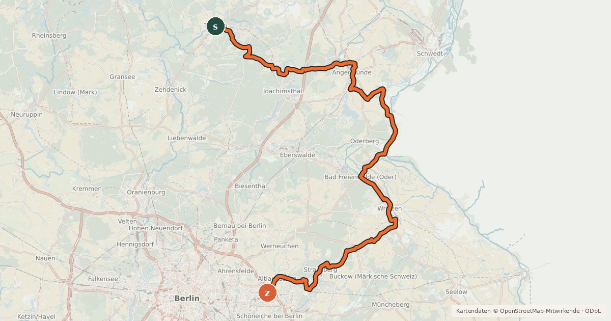 Kartenübersicht der Radroute Historische Stadtkerne Route 1 [Teil 2]