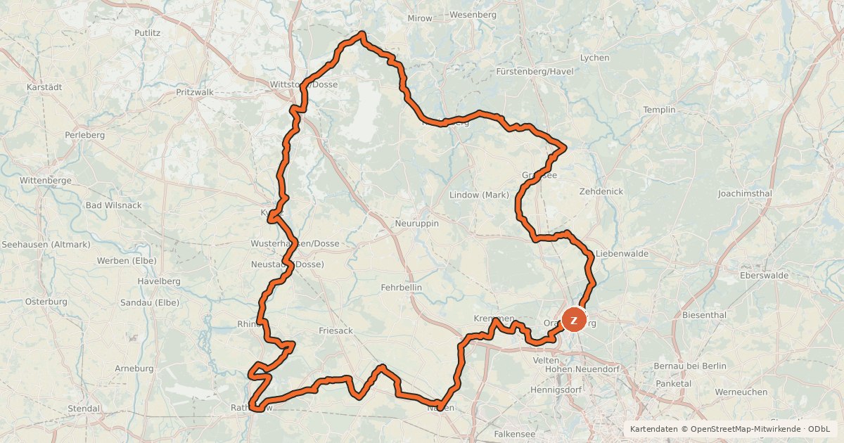 Kartenübersicht der Radroute Historische Stadtkerne Route 2