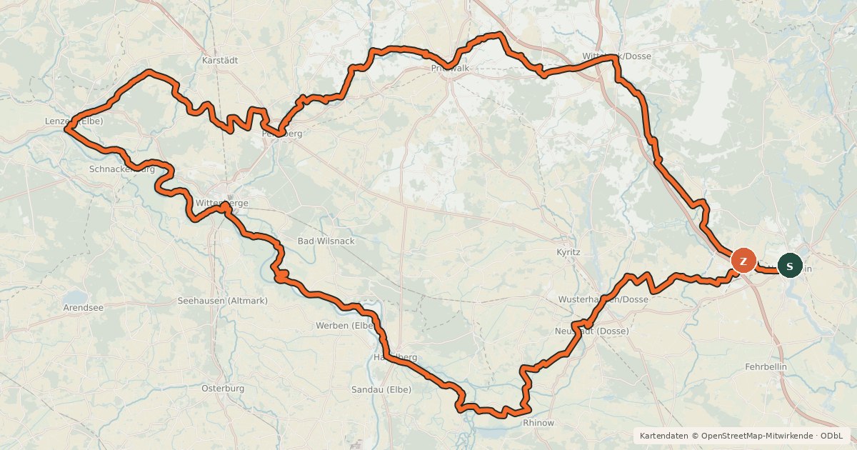 Kartenübersicht der Radroute Historische Stadtkerne Route 3