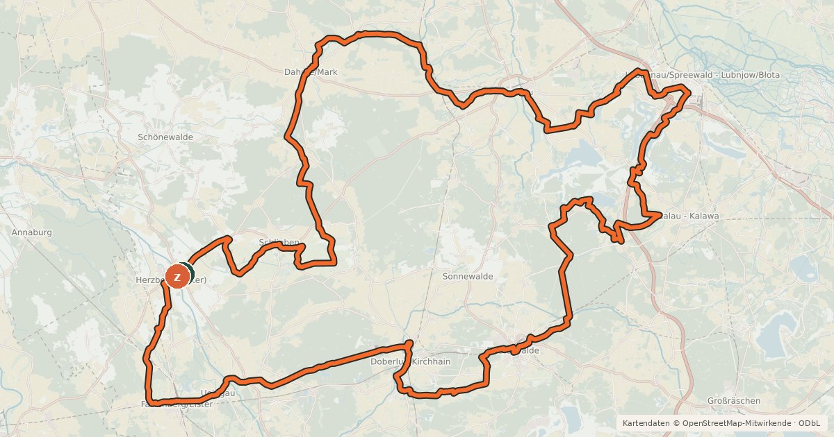 Kartenübersicht der Radroute Historische Stadtkerne Route 6 West