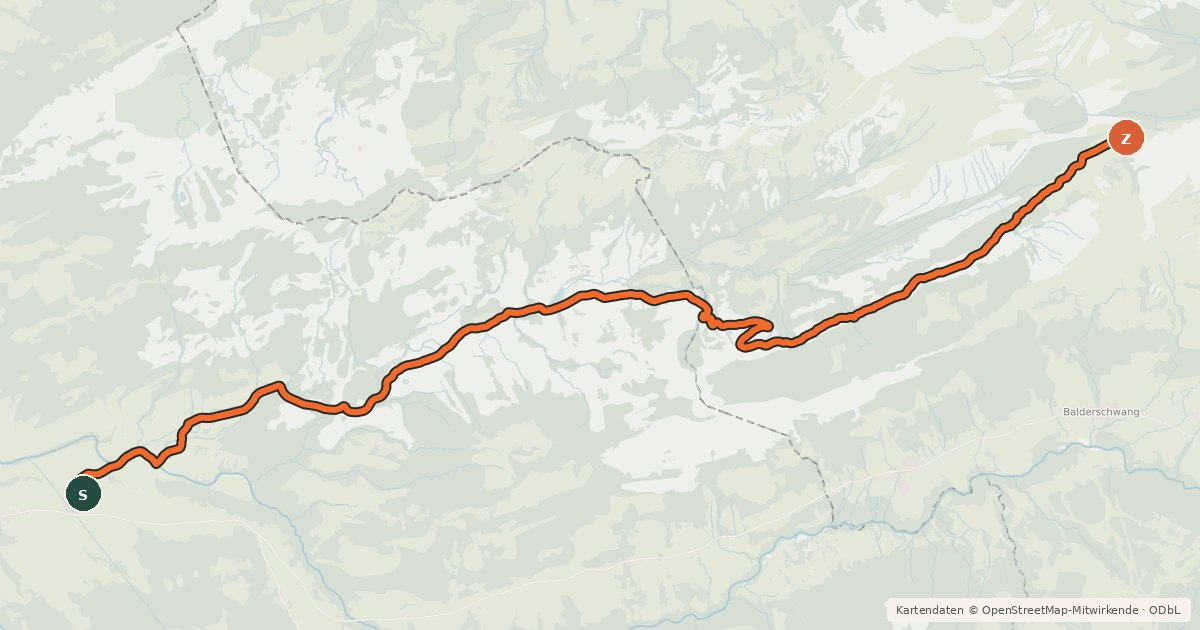 Kartenübersicht der Radroute Hittisau-Lecknertal-Alpe Scheidwang
