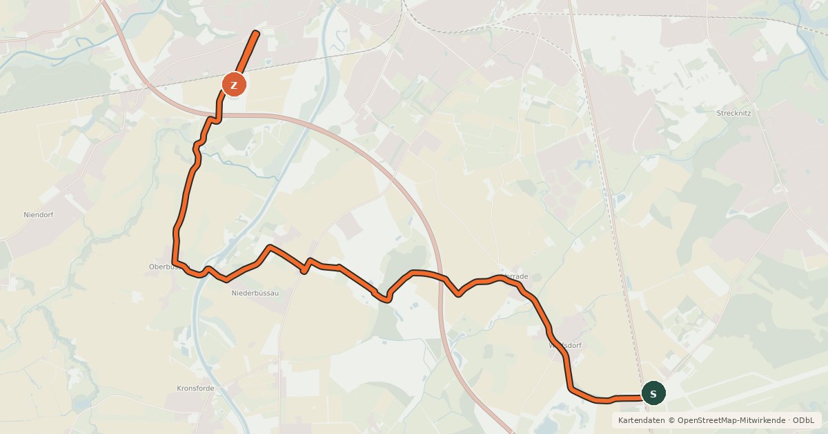 Kartenübersicht der Radroute HL34