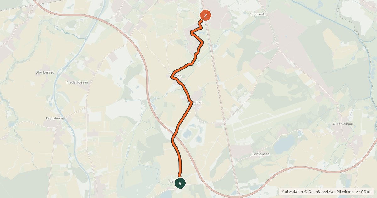 Kartenübersicht der Radroute HL35