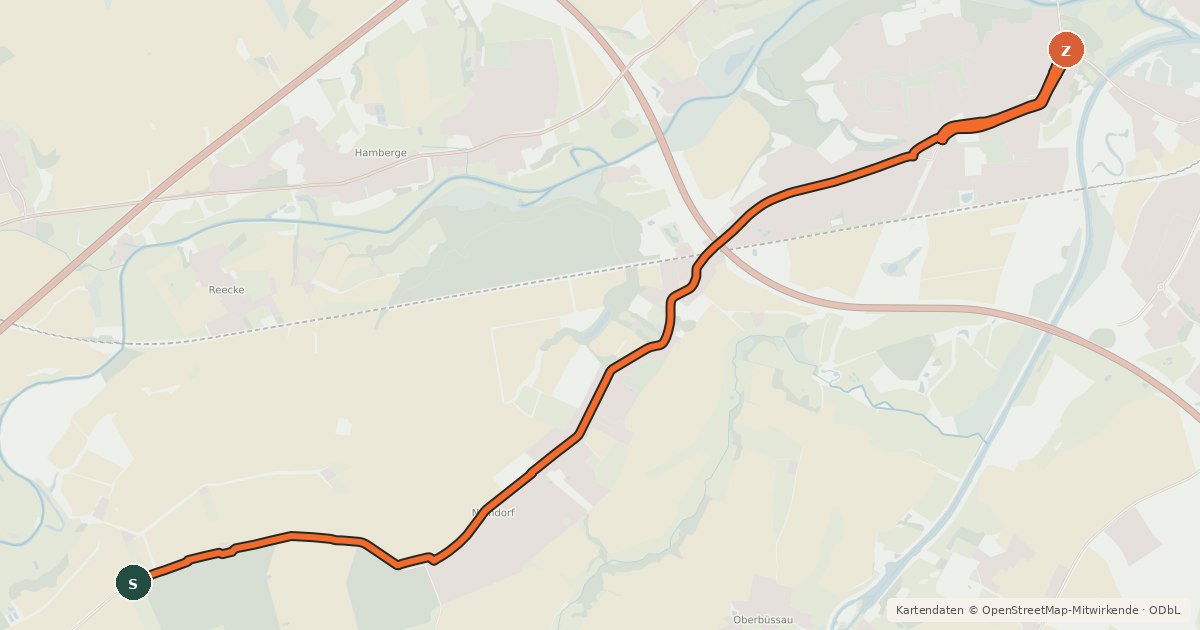 Kartenübersicht der Radroute HL36
