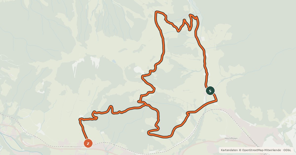 Kartenübersicht der Radroute Hoametzel-Runde