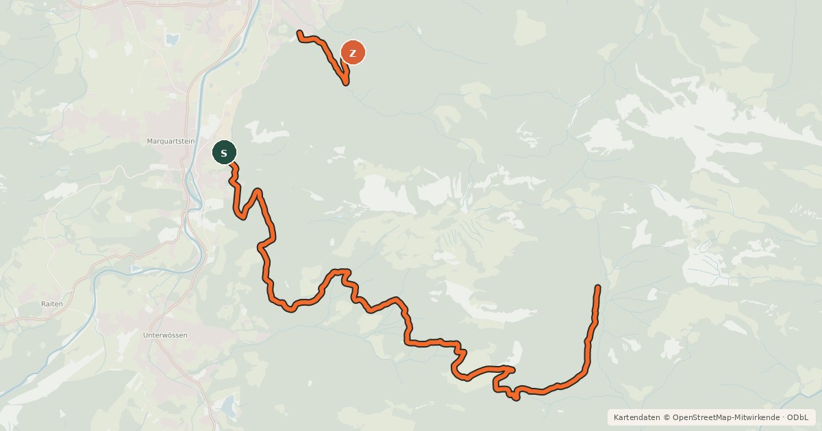 Kartenübersicht der Radroute Hochgern Umrundung
