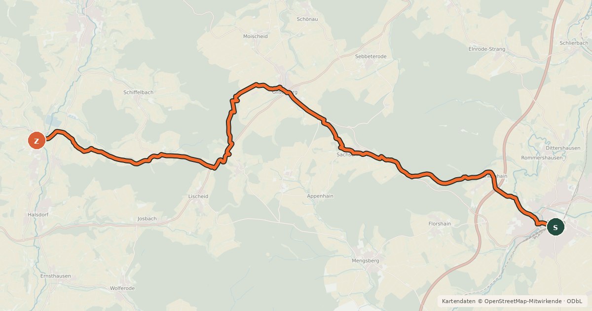 Kartenübersicht der Radroute Hochland-Radweg