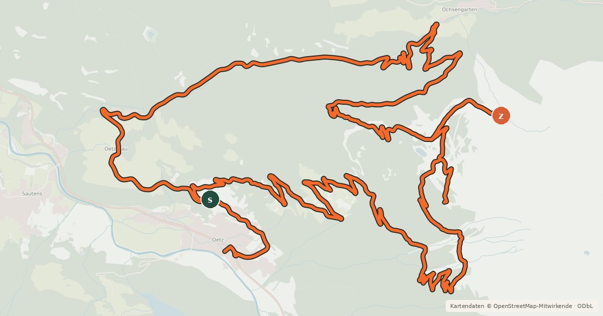 Kartenübersicht der Radroute Hochoetz Panorama Tour