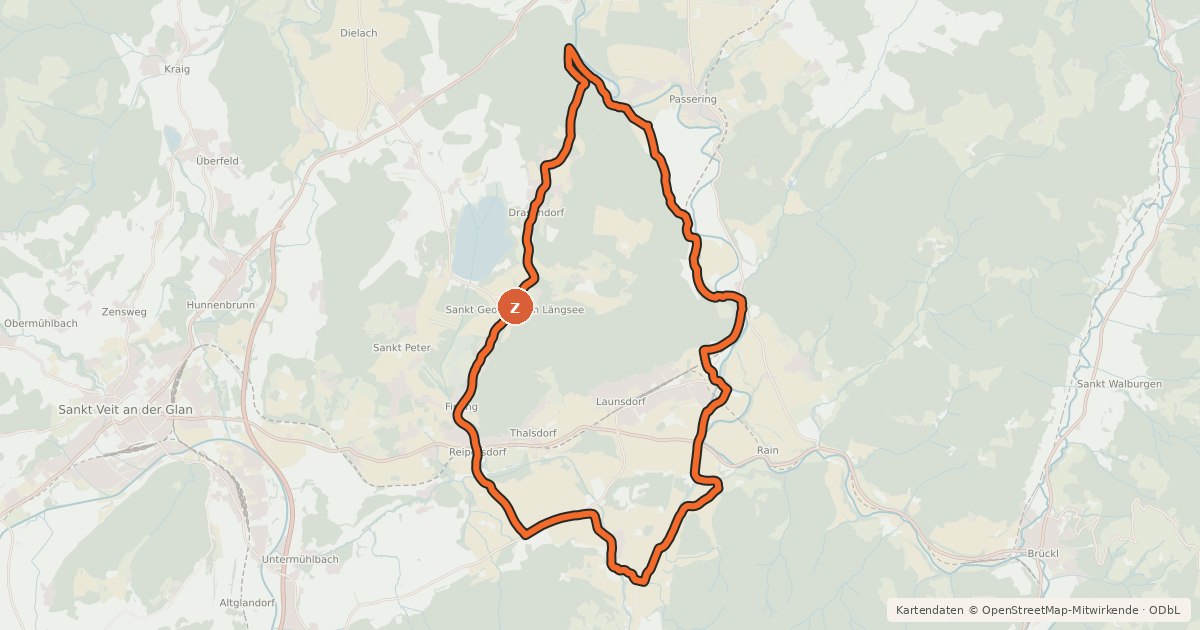 Kartenübersicht der Radroute Hochosterwitz Tour