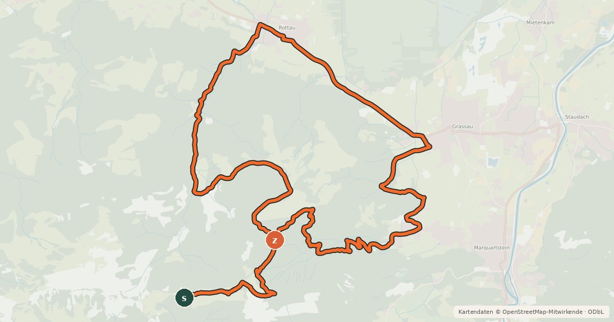 Kartenübersicht der Radroute Hochplatten Runde