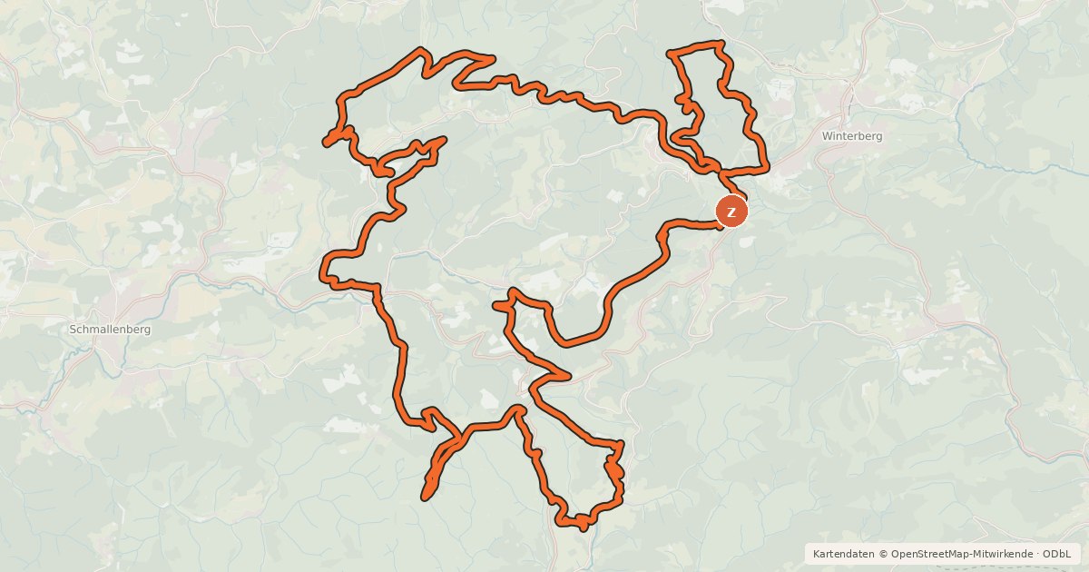 Kartenübersicht der Radroute Hochsauerland Zweitausender