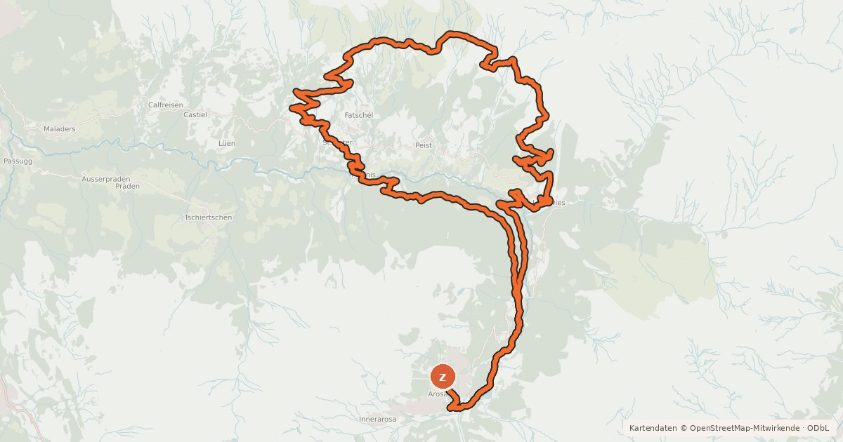 Kartenübersicht der Radroute Hochwang–Peisteralp