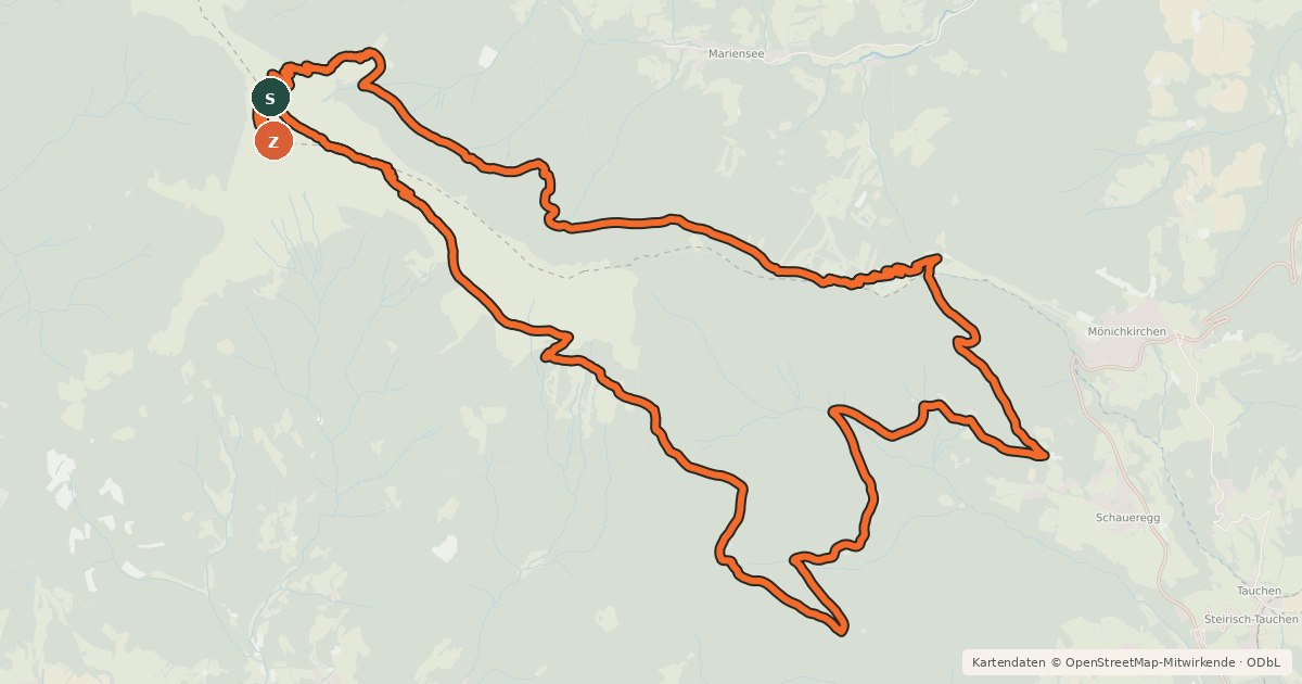Kartenübersicht der Radroute Hochwechsel Trailrunde