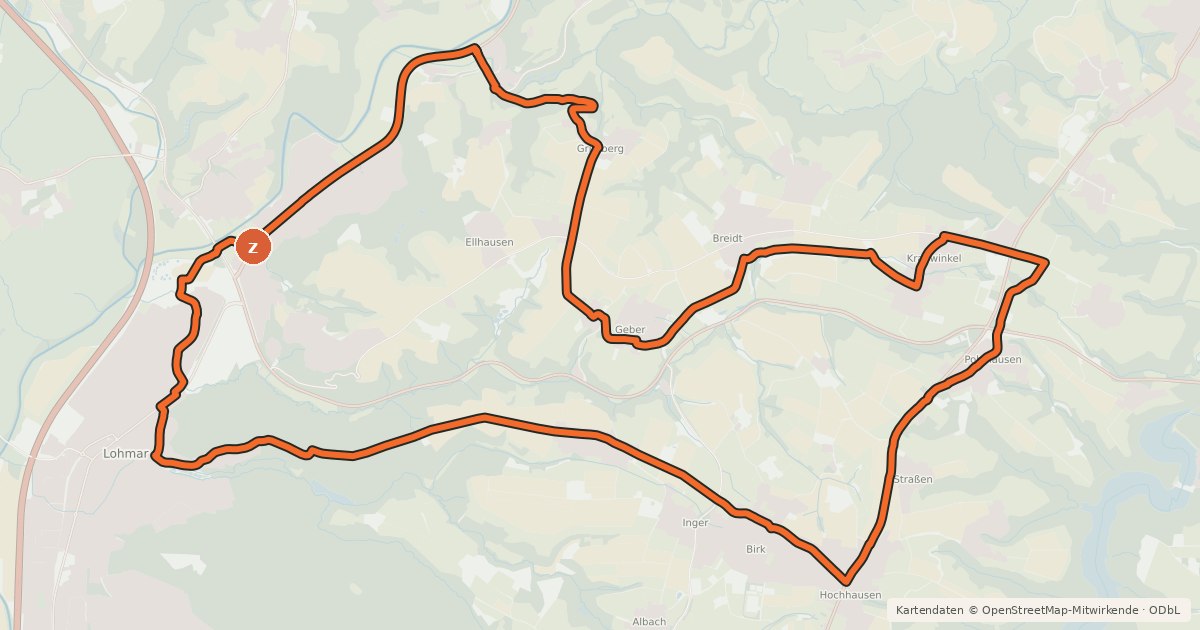 Kartenübersicht der Radroute Höhen-Route