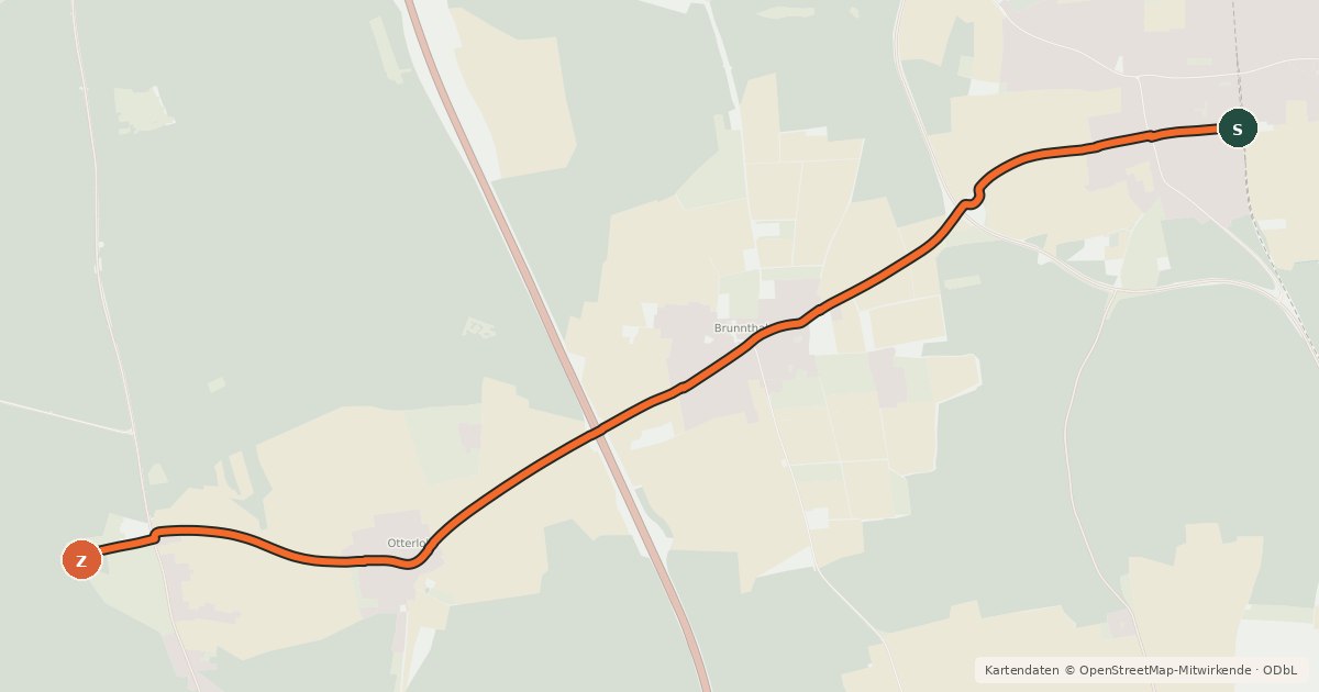 Kartenübersicht der Radroute Höhenkirchen-Siegertsbrunn - Otterloh