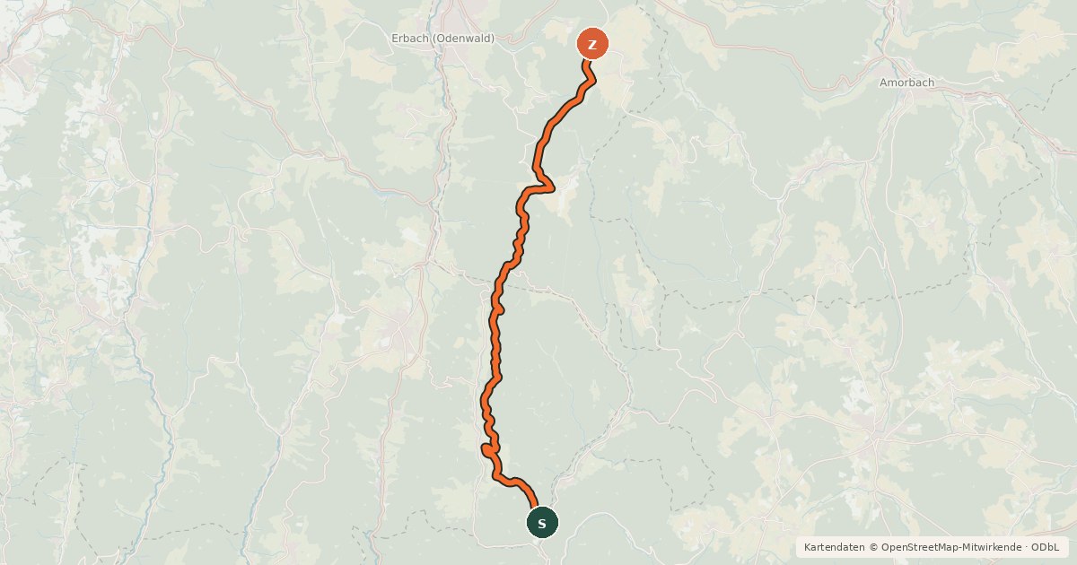 Kartenübersicht der Radroute Höhenradweg Gaimühle-Würzberg